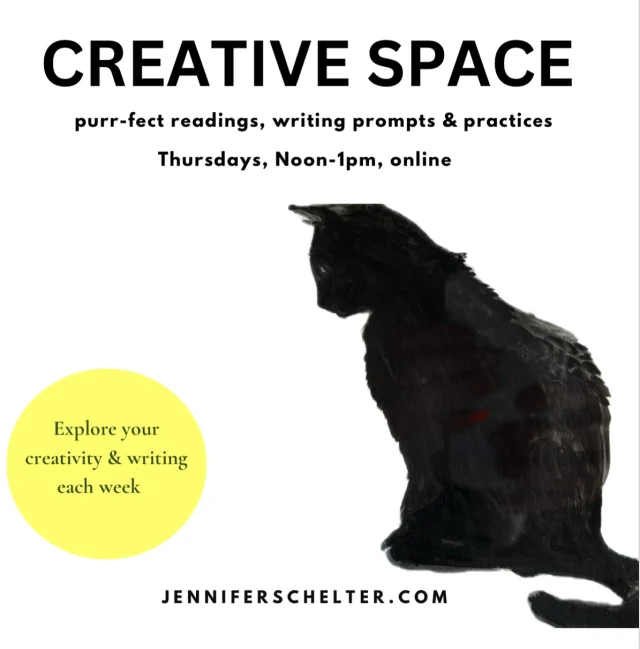 Get inspired! Enjoy a space for your creativity. Especially great for writers, painters or those working on 📚 books. 
.
Come do your creative thing in a supportive environment. 
.
Thursday, May 1, 8, 15, 22, Noon-1 pm EST on Zoom.- - start with a short grounding meditation
- state intentions
- have an optional prompt
- 50 minutes to be in your creative process
- acknowledge progress
- end with gratitude
You receive:
- structure for inspiring creative work and writing
.
Free for participants currently enrolled in a course.

To register, click below bio. 
.
.
.
#creative #space #writer #creative #artists #people #making #things #writersofinstagram #jenniferschelter